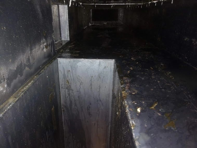 Kitchen exhaust duct after cleaning